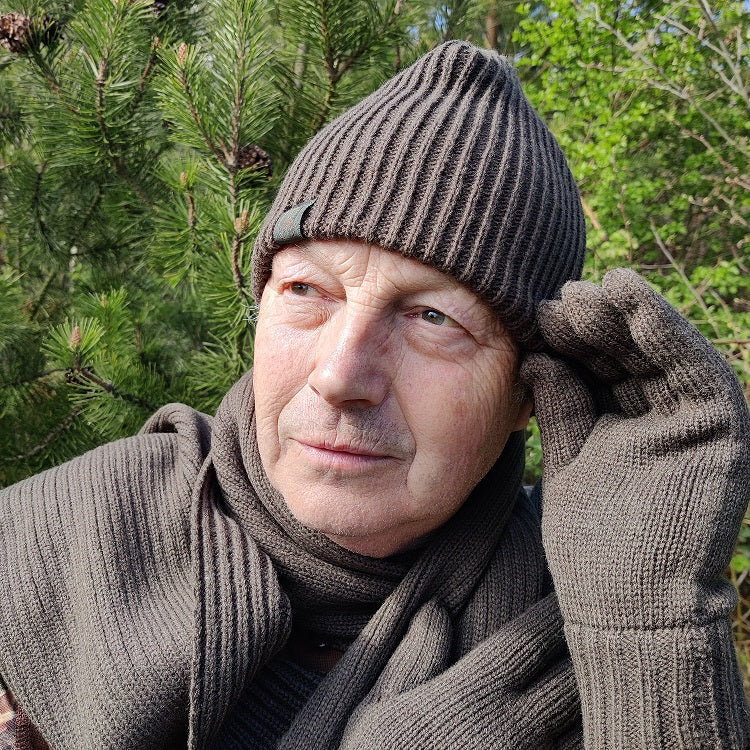 Deerhunter striksæt i gaveæske med hue, vanter og halstørklæde
